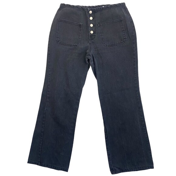 Y2K Jeans Wide Leg Button Fly 90s 100% Cotton Charcoal Black - Picture 10 of 15